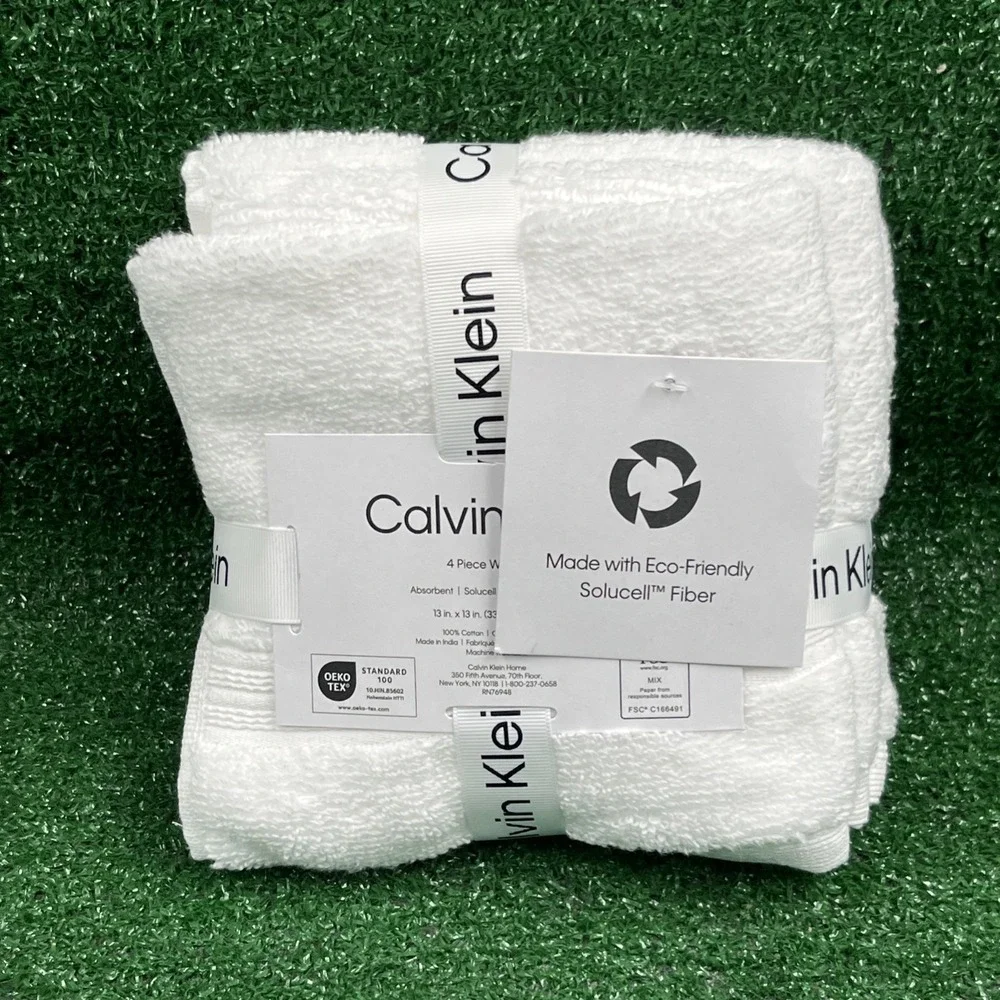 Calvin Klein 4 White Wash Cloths 13